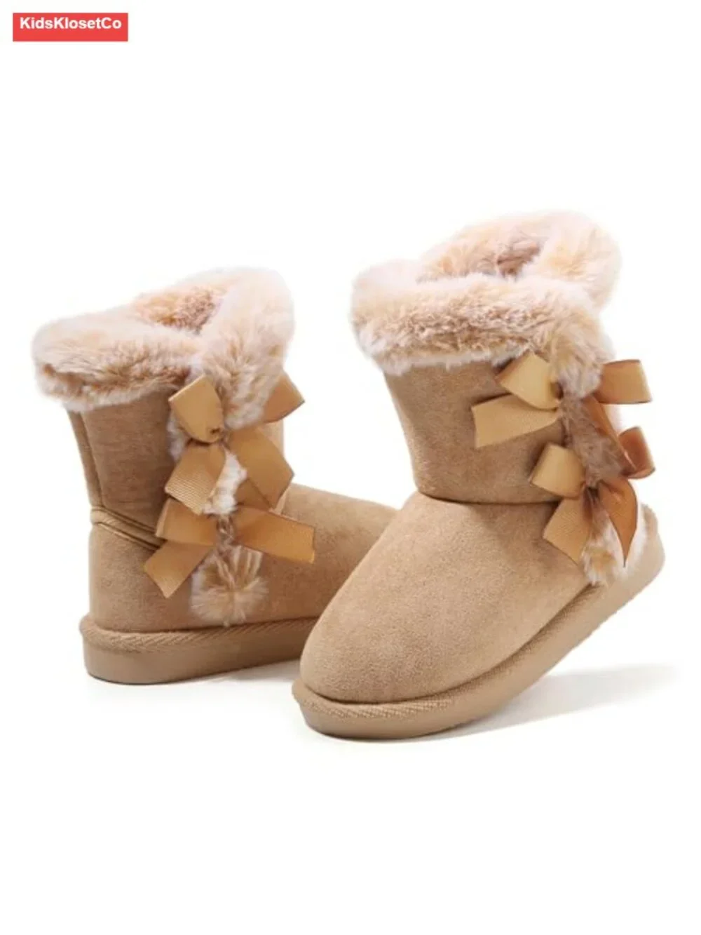 Kids Winter Snow Boots with Faux Fur Lining, Pull-On, Calf High, TPR Sole